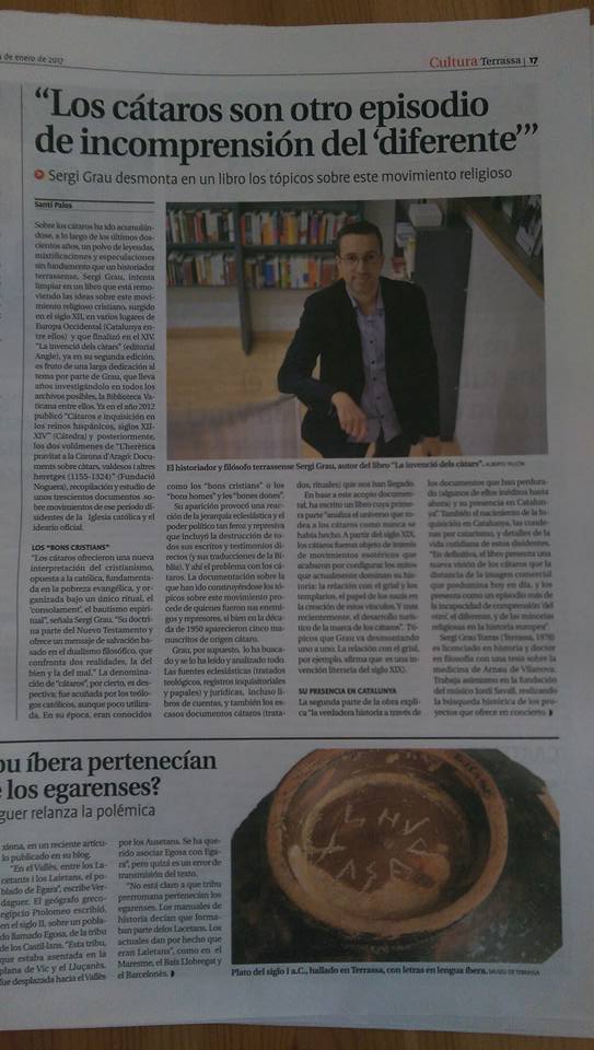 Diari de Terrassa · gener de 2017 · «Los cátaros son otro episodio de incomprensión del “diferente”»