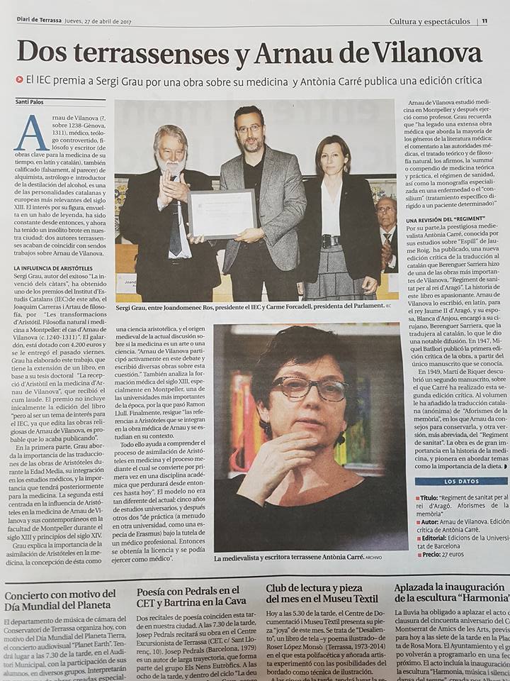 Diari de Terrassa · 27.04.2017 · «Dos terrassenses y Arnau de Vilanova»